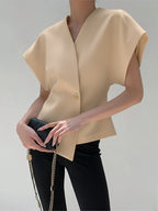 V-Neck Button Down Blouse