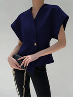 V-Neck Button Down Blouse