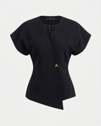 V-Neck Button Down Blouse