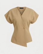 V-Neck Button Down Blouse