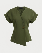 V-Neck Button Down Blouse