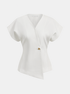 V-Neck Button Down Blouse