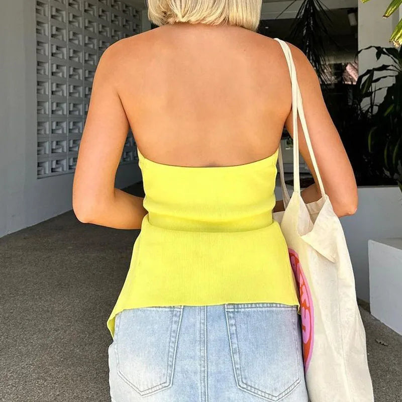 V-Neck Halter Crop Top