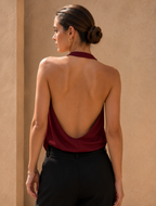 V-Neck Halter Sleeveless Chiffon Office Top