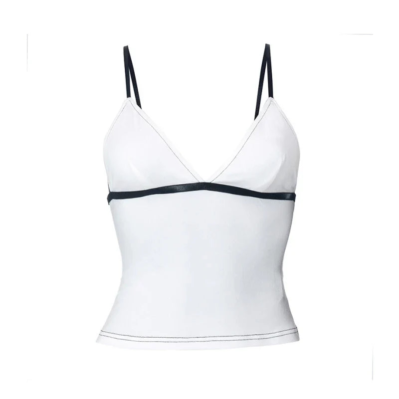 V-Neck Knit Cami Top with Strap Detail