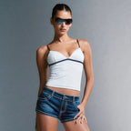 V-Neck Knit Cami Top with Strap Detail