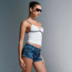 V-Neck Knit Cami Top with Strap Detail