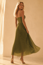 Pleated High Waist Spaghetti Strap Wedding Guest Dress