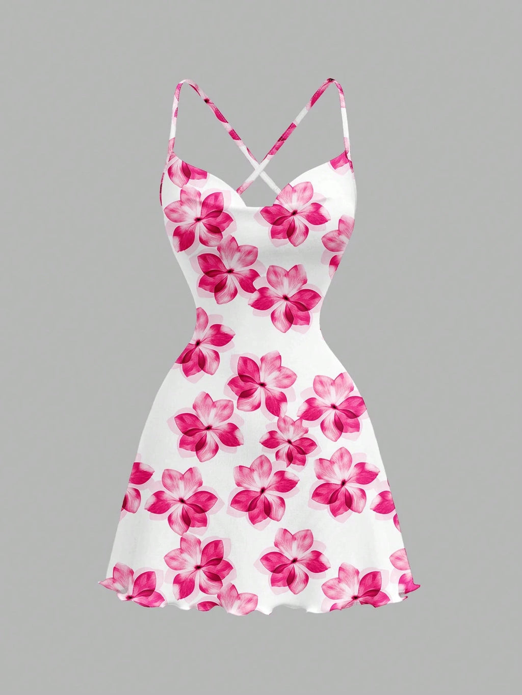 White Off Shoulder Floral Print Backless Mini Dress