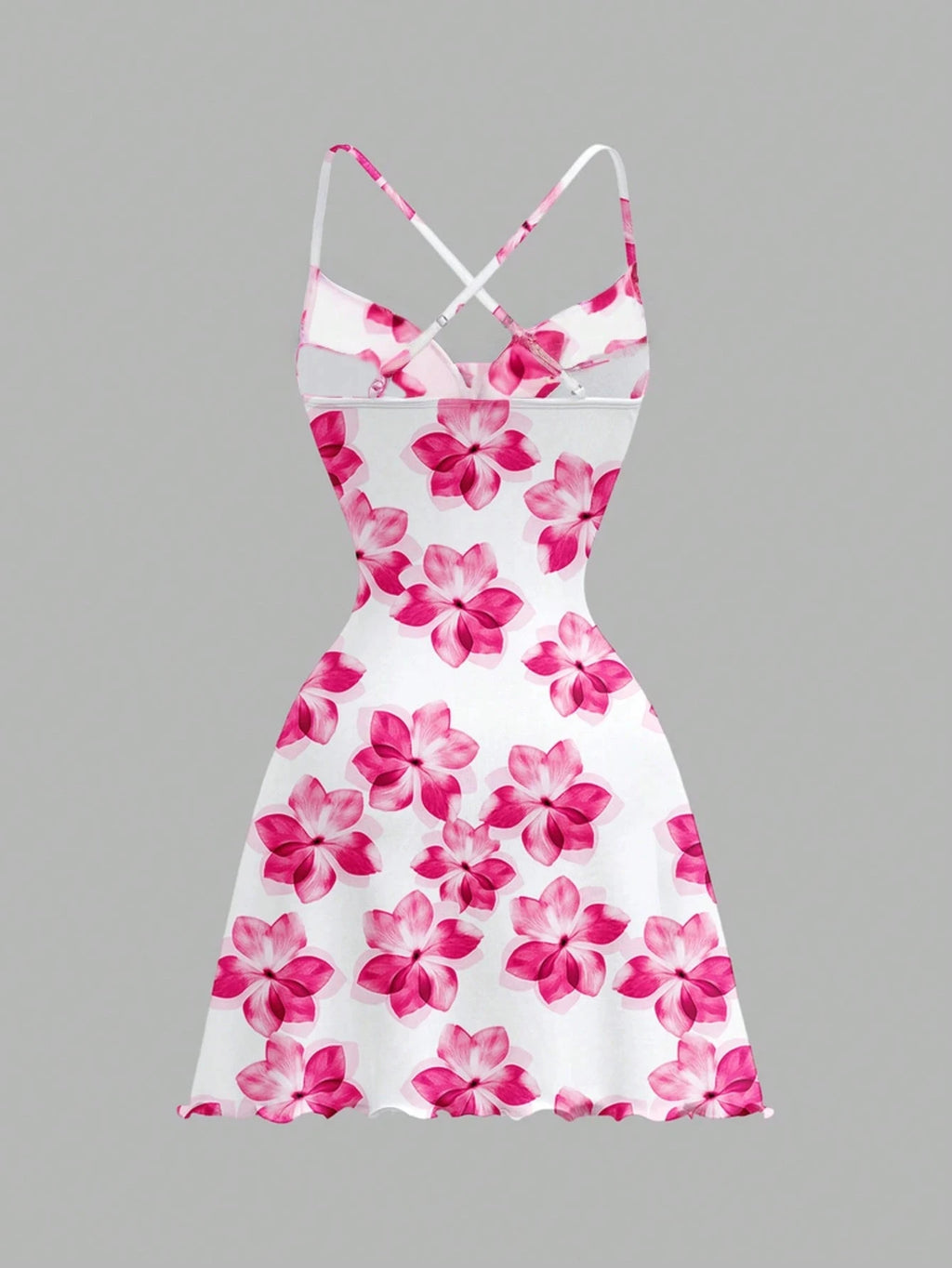 White Off Shoulder Floral Print Backless Mini Dress