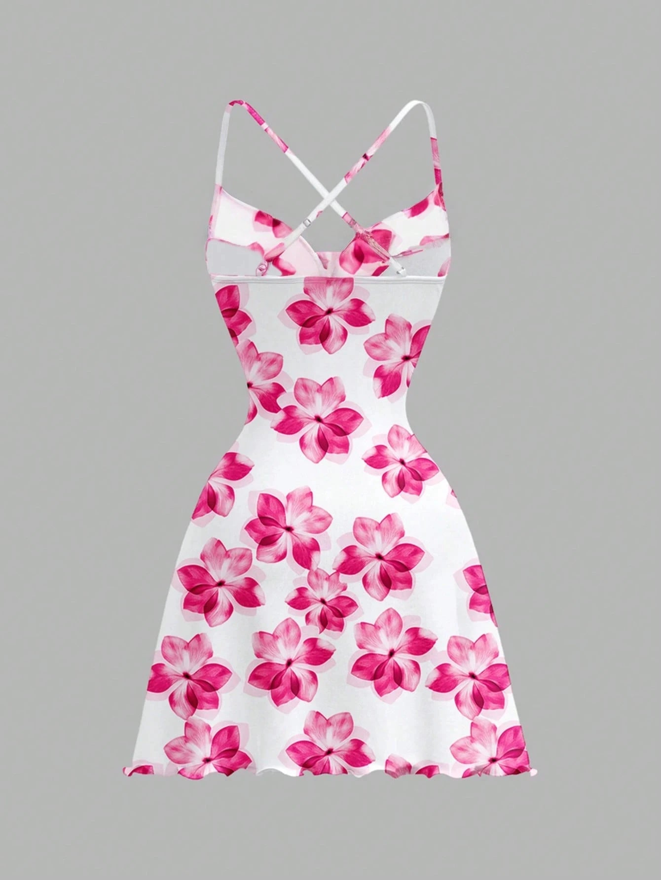 White Off Shoulder Floral Print Backless Mini Dress
