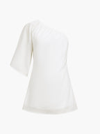 White One Shoulder Cotton Mini Dress