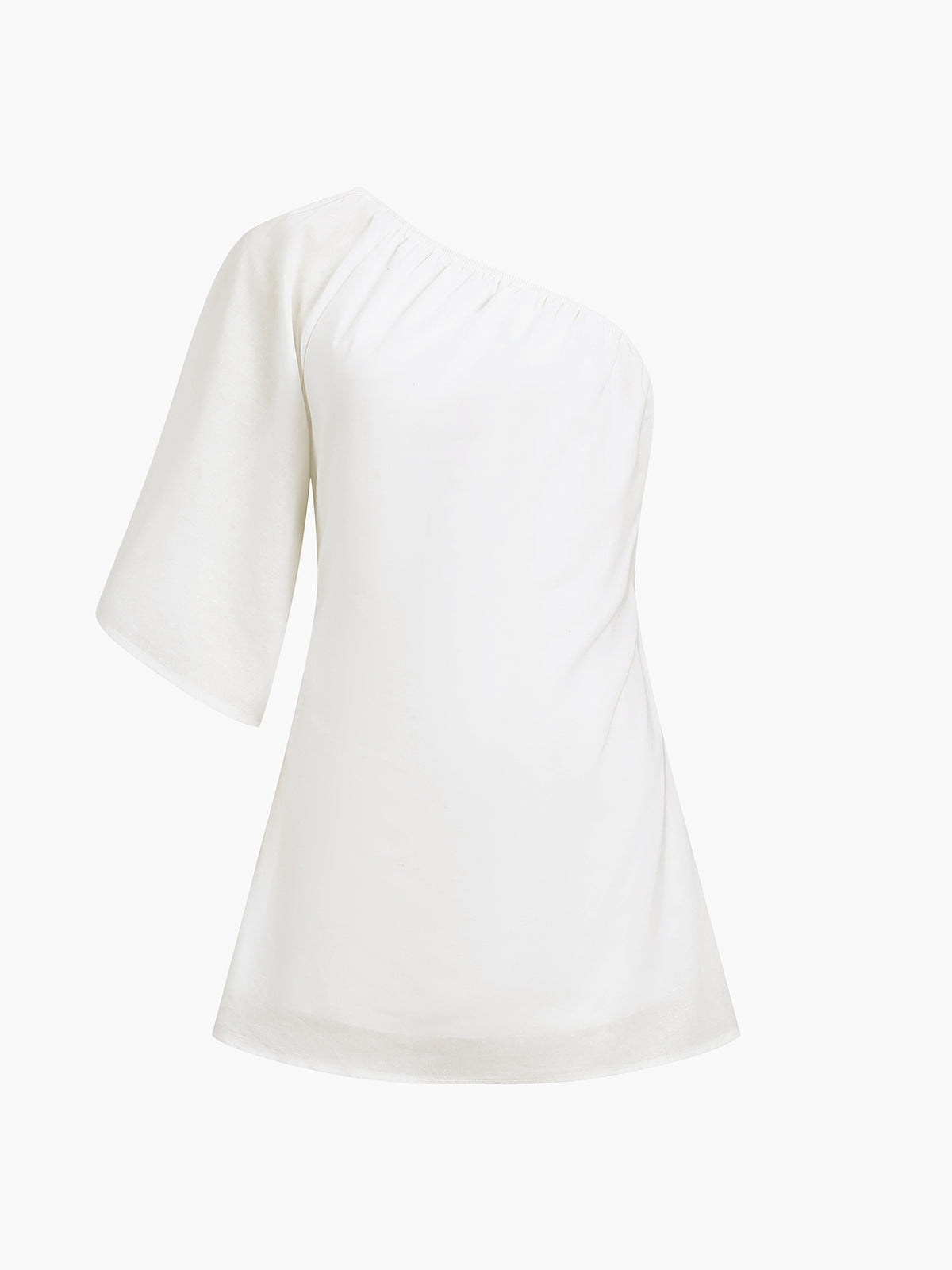 White One Shoulder Cotton Mini Dress