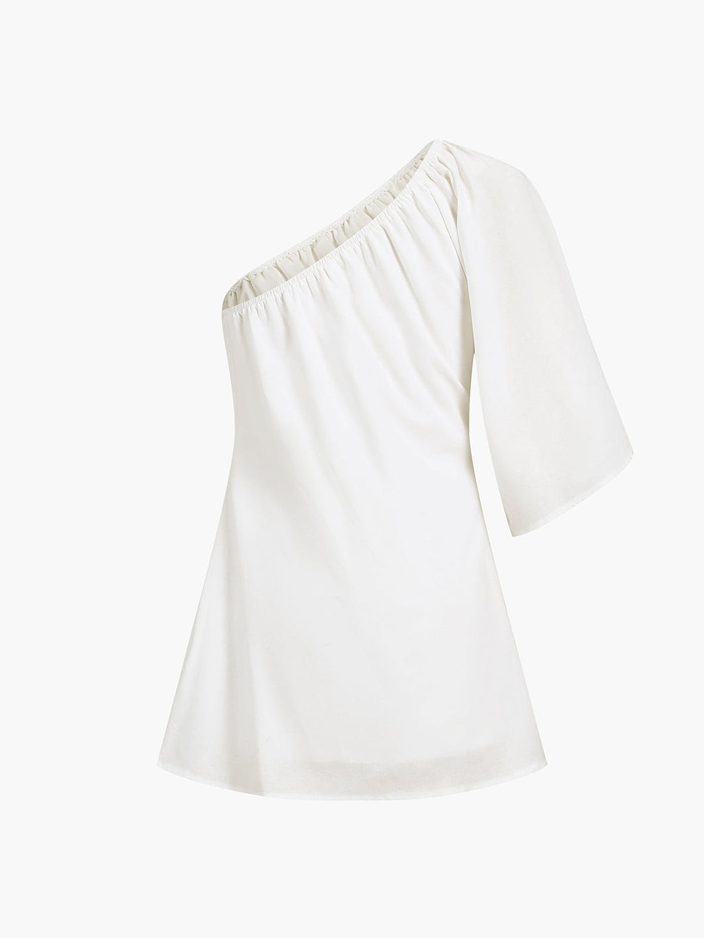 White One Shoulder Cotton Mini Dress