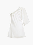 White One Shoulder Cotton Mini Dress