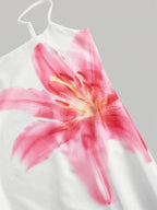 White Square Neck Floral Print Bodycon Midi Dress