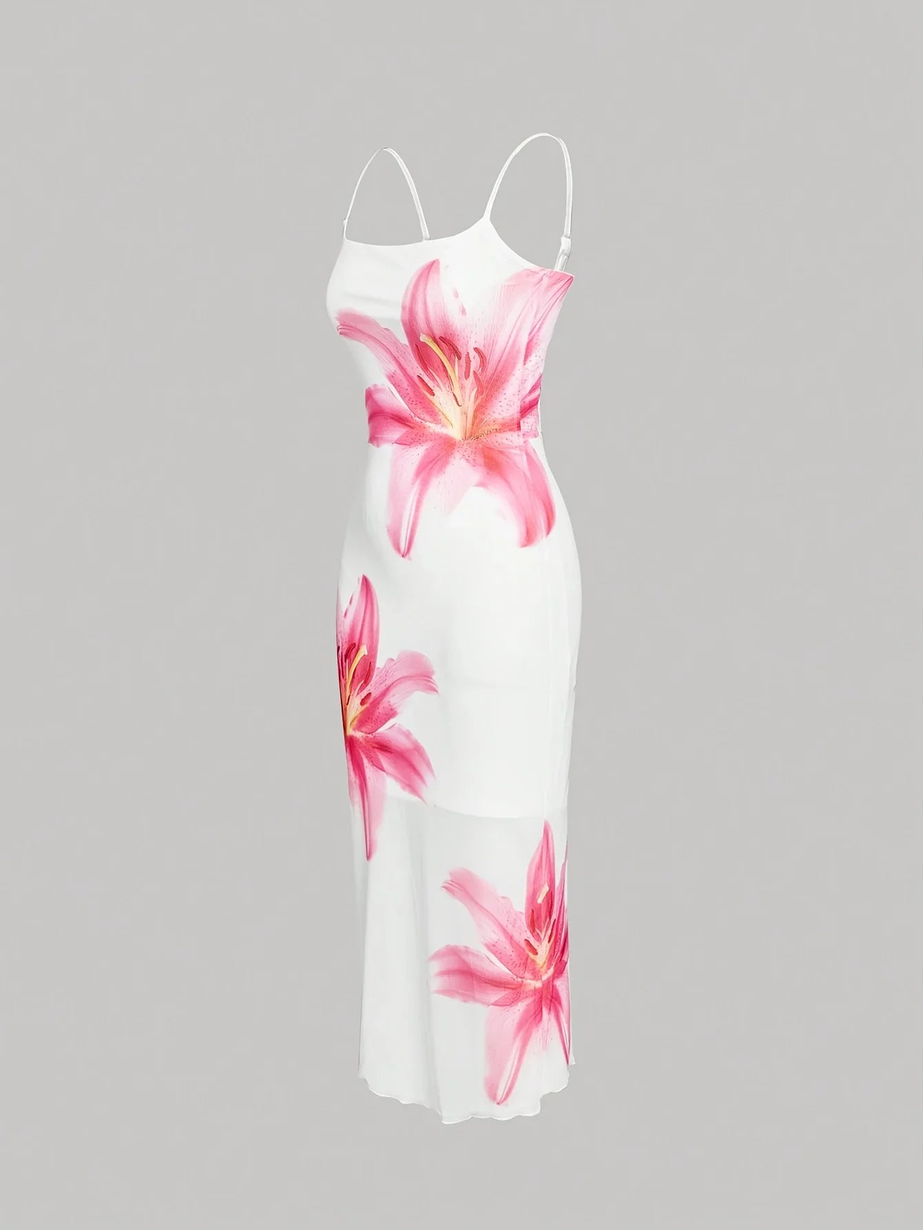 White Square Neck Floral Print Bodycon Midi Dress