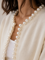 Women's Pearl Trim Knit Cardigan