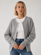 Women's Pearl Trim Knit Cardigan