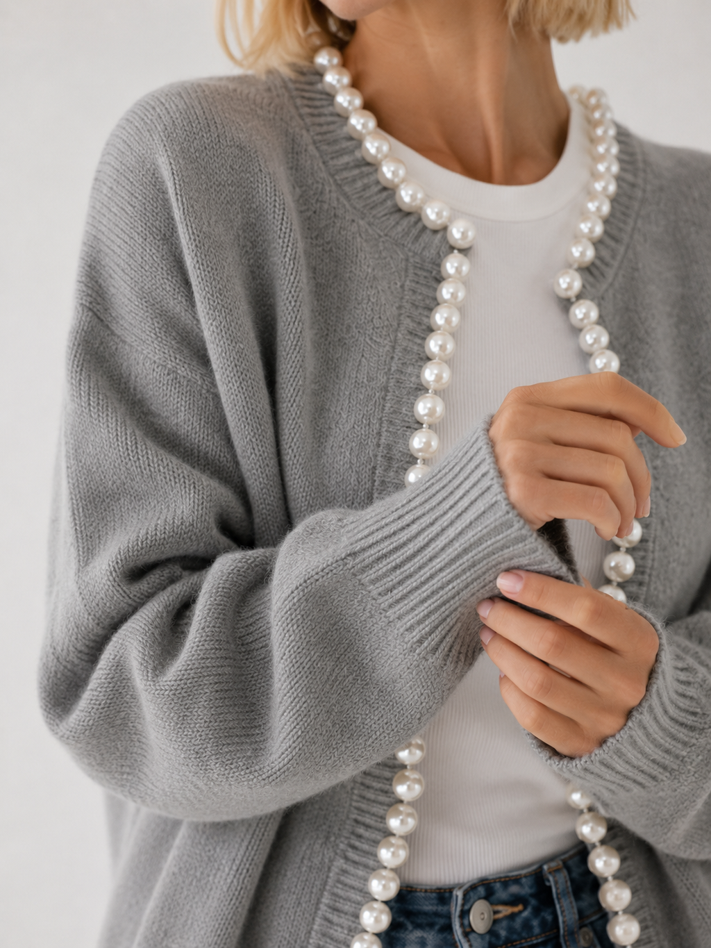 Women's Pearl Trim Knit Cardigan
