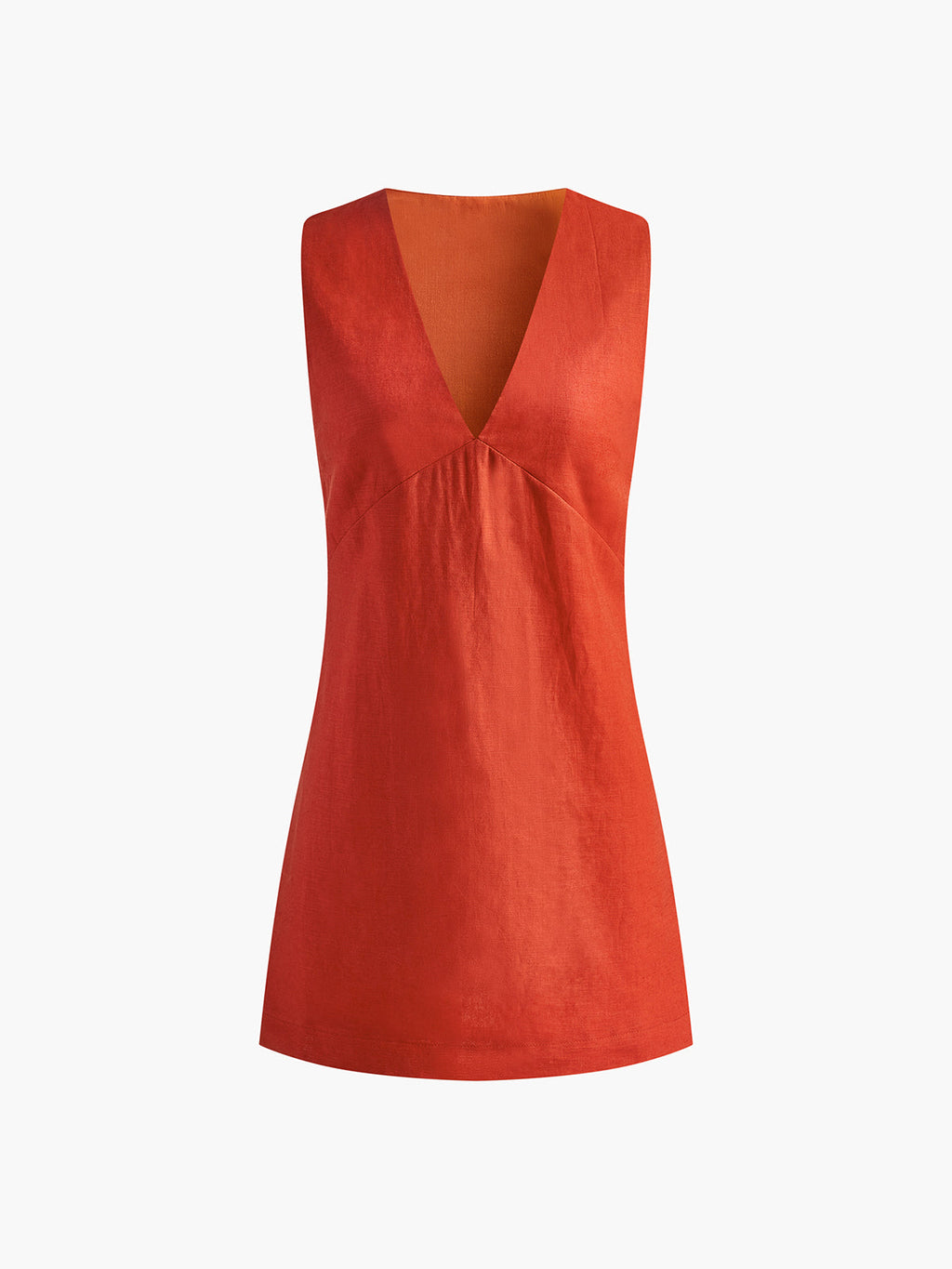 Women's V-Neck Sleeveless Linen Cotton Mini Dress