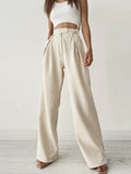 Women's Apricot Tie Waist Wide Leg Trousers