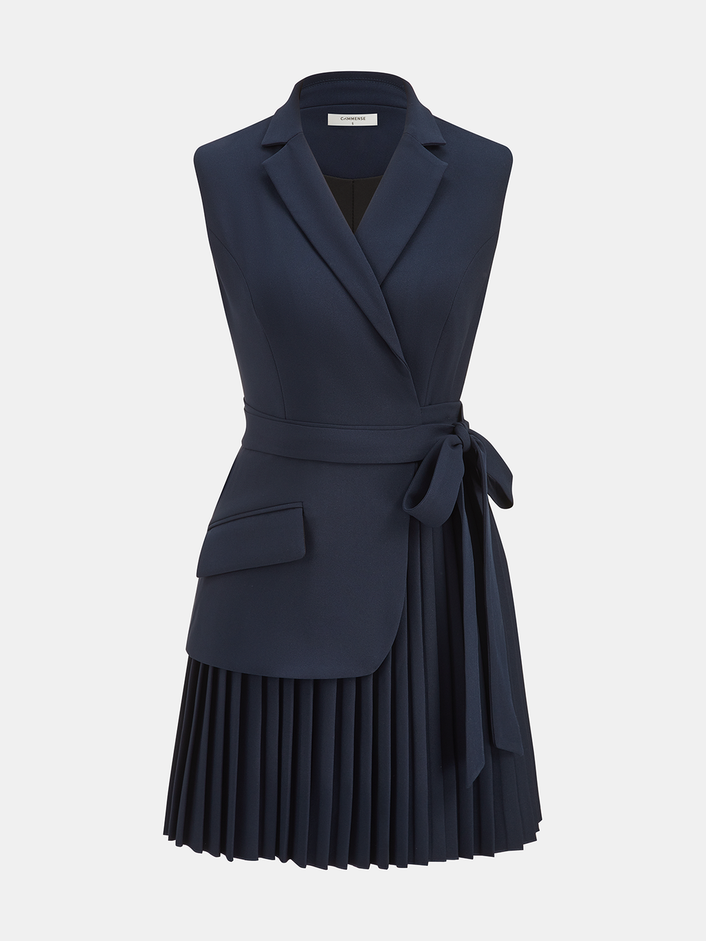 Women's Belted Pleated Blazer Mini Dress