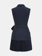 Women's Belted Pleated Blazer Mini Dress