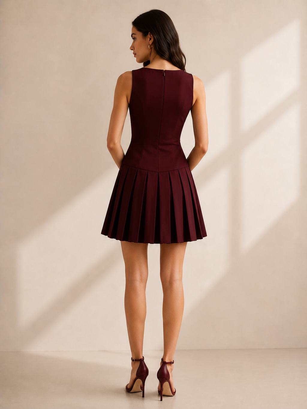 Women's Halter Button Front Pleated Midi Dress