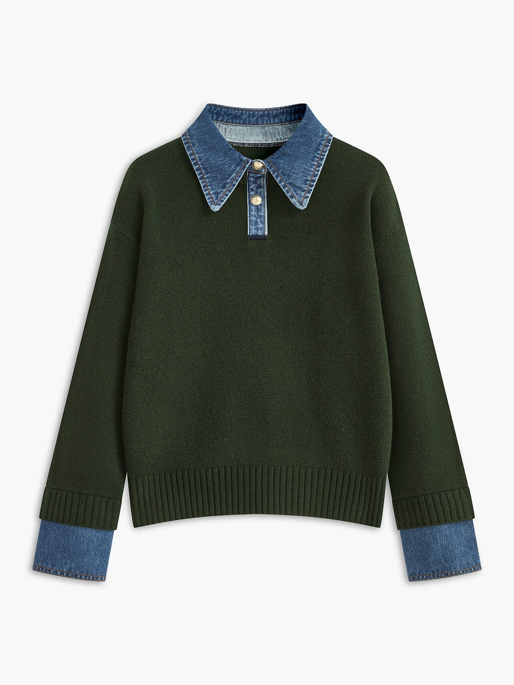 Women's Open Collar Long Sleeve Knit Sweater