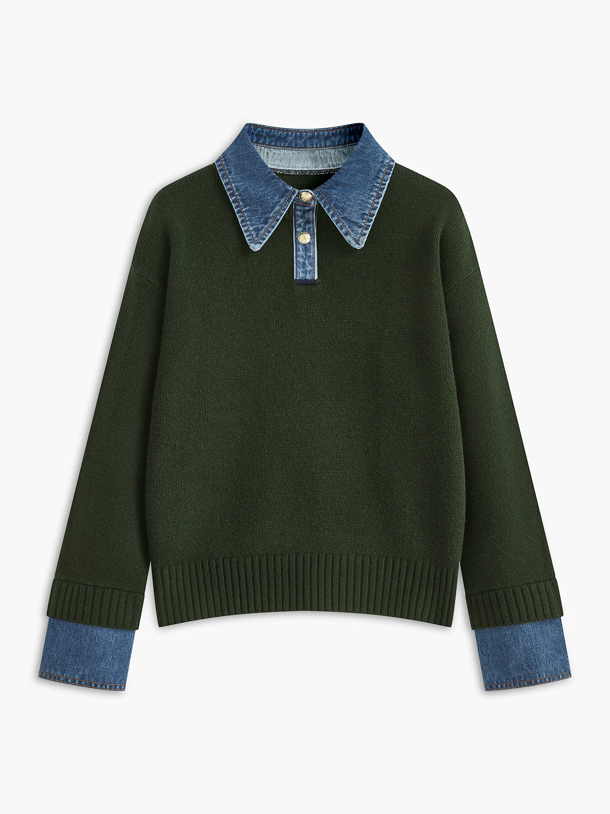 Women's Open Collar Long Sleeve Knit Sweater