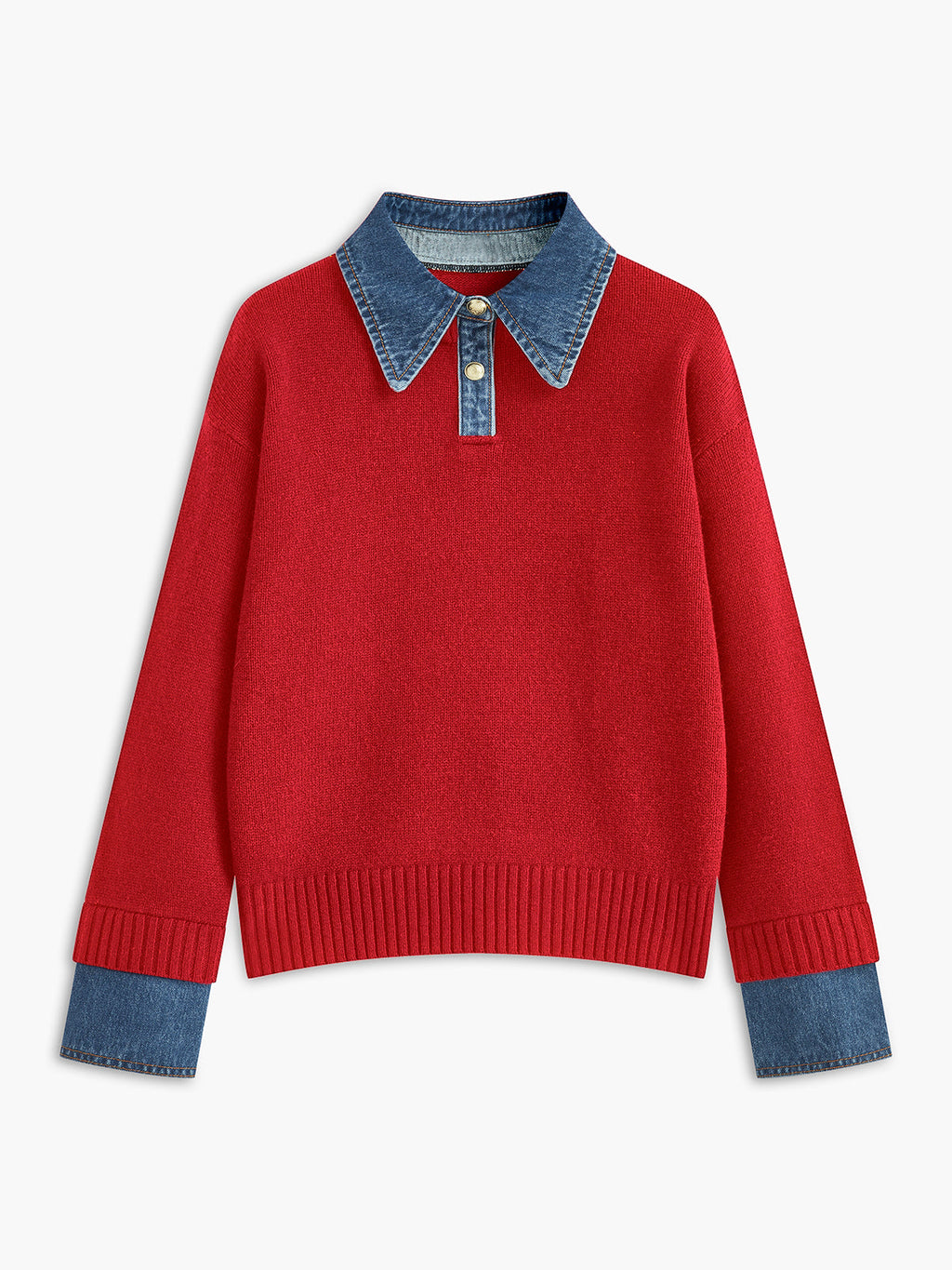 Women's Open Collar Long Sleeve Knit Sweater