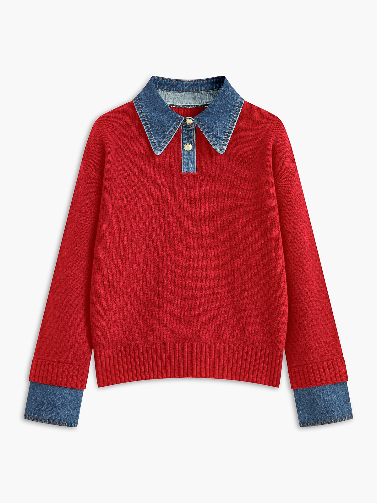 Women's Open Collar Long Sleeve Knit Sweater