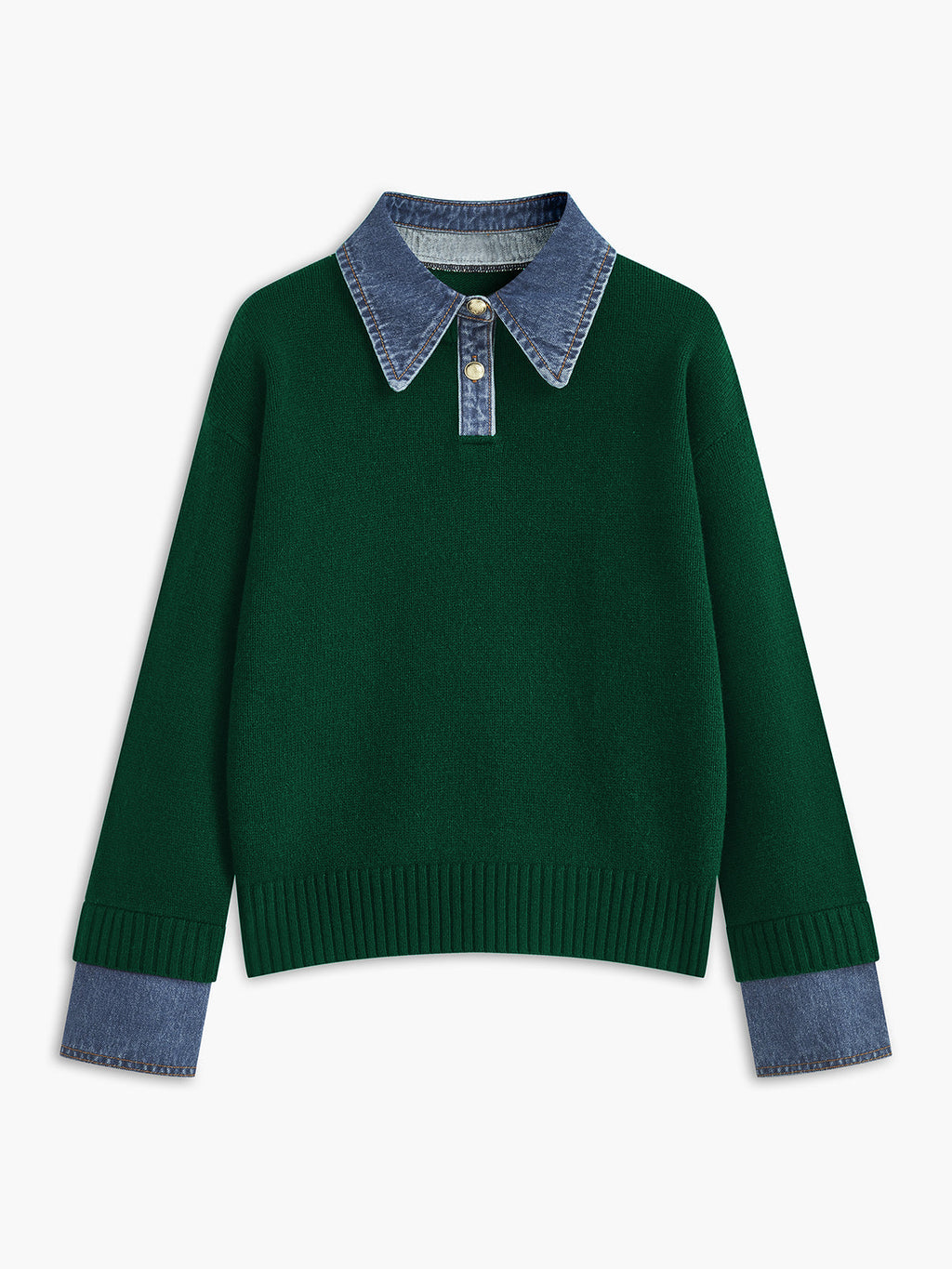 Women's Open Collar Long Sleeve Knit Sweater