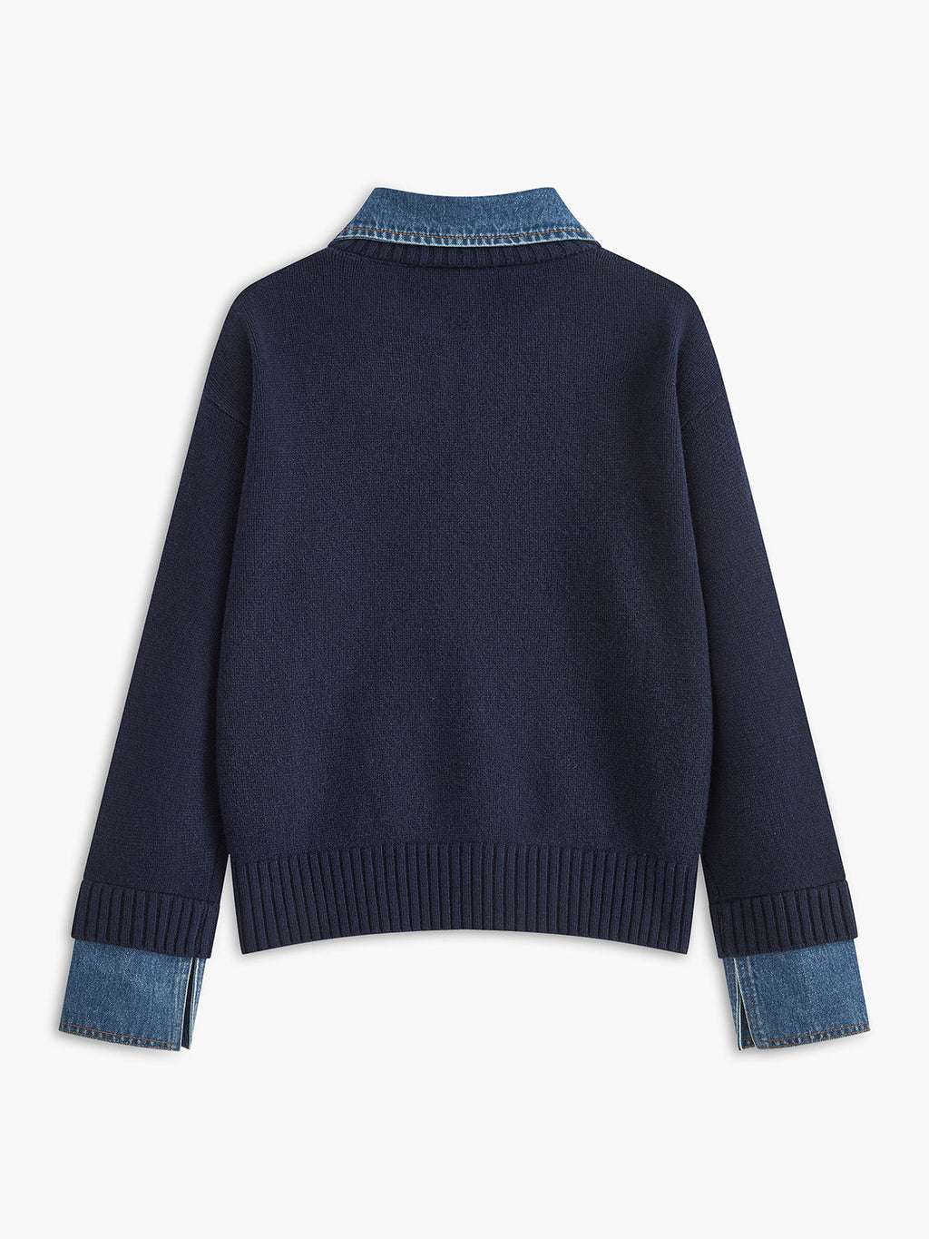 Women's Open Collar Long Sleeve Knit Sweater