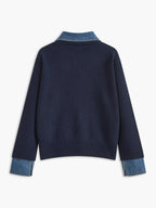 Women's Open Collar Long Sleeve Knit Sweater