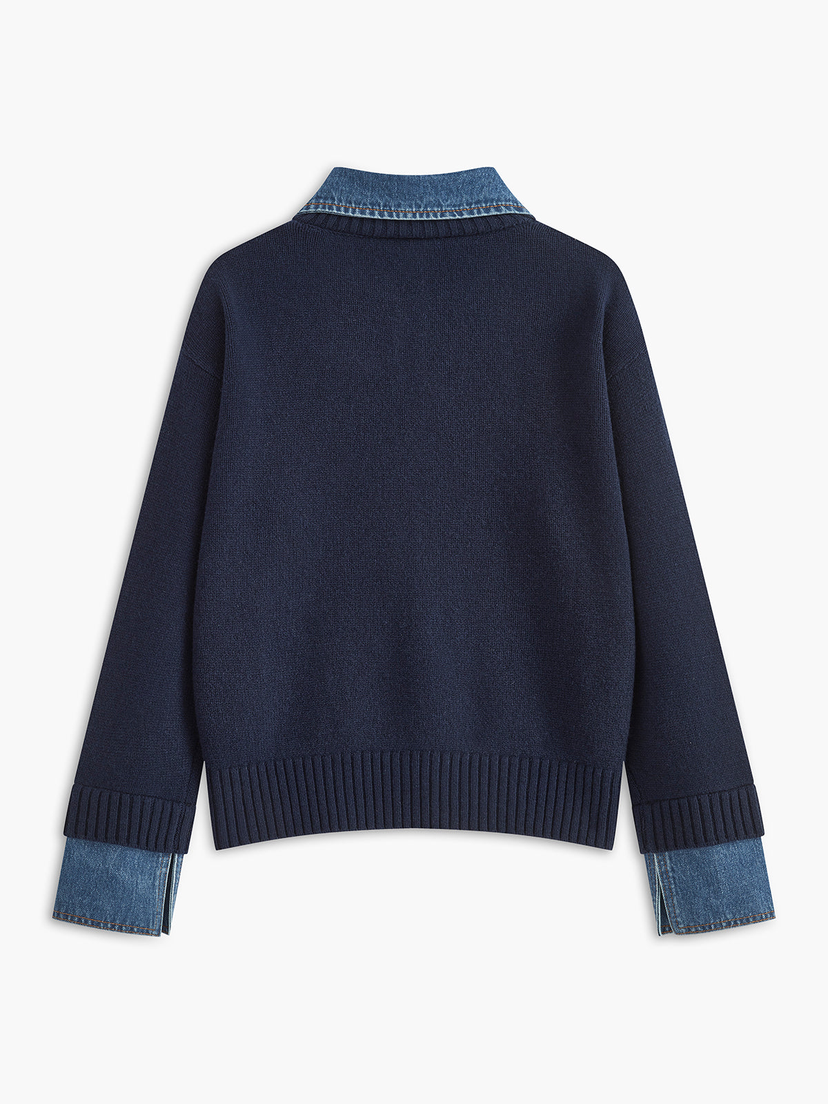 Women's Open Collar Long Sleeve Knit Sweater