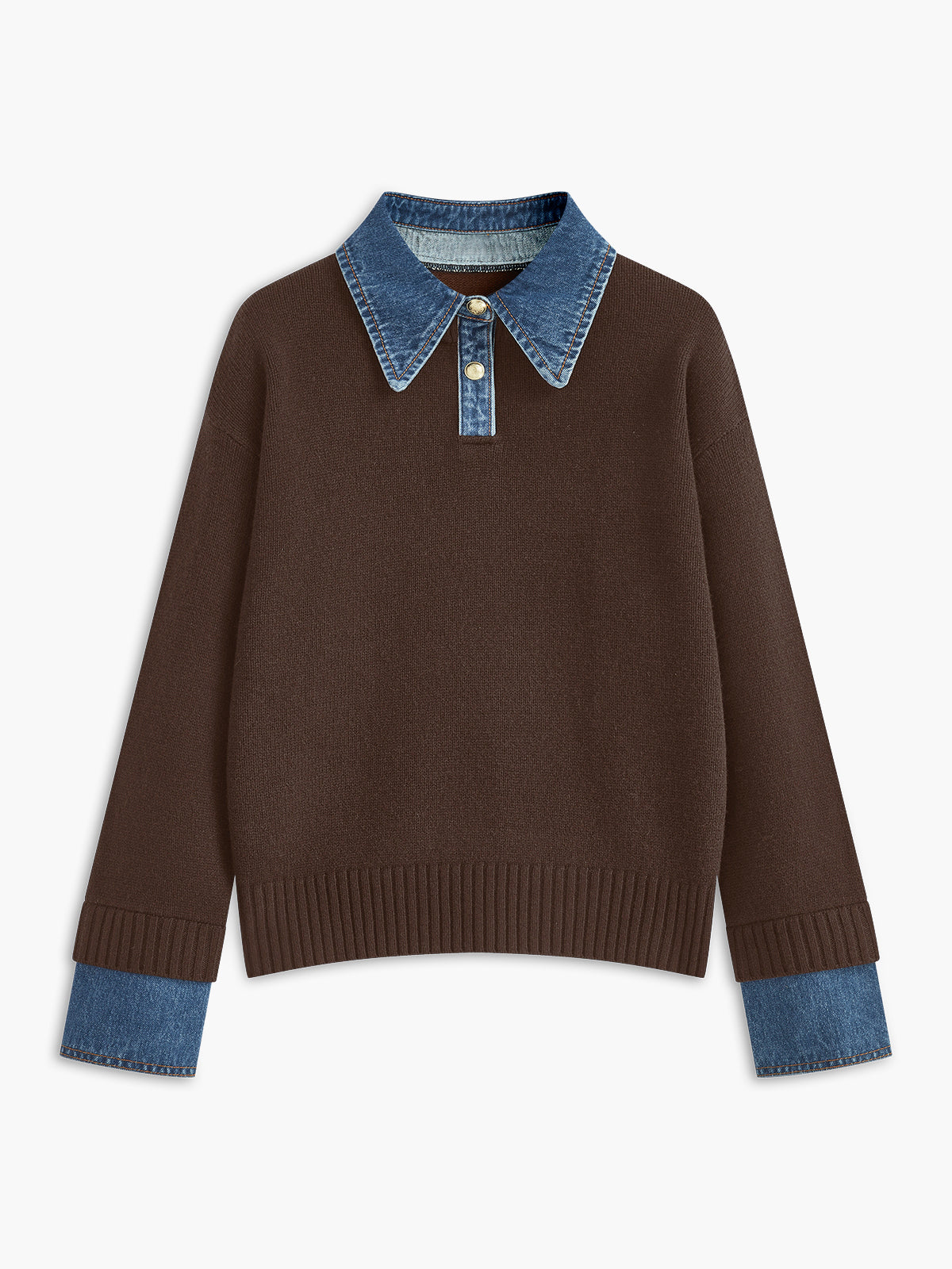 Women's Open Collar Long Sleeve Knit Sweater